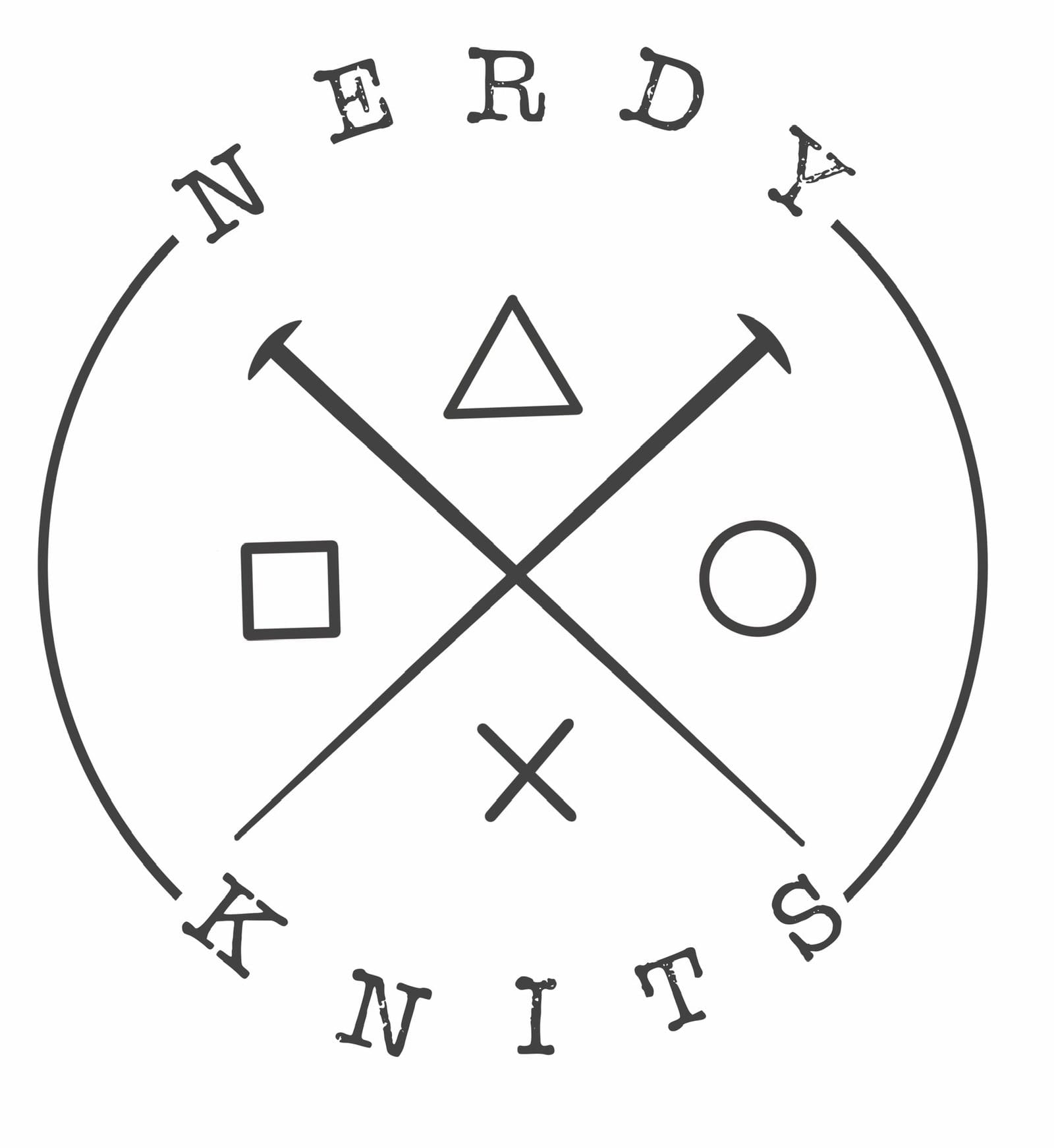 A black and white circular logo featuring the text 